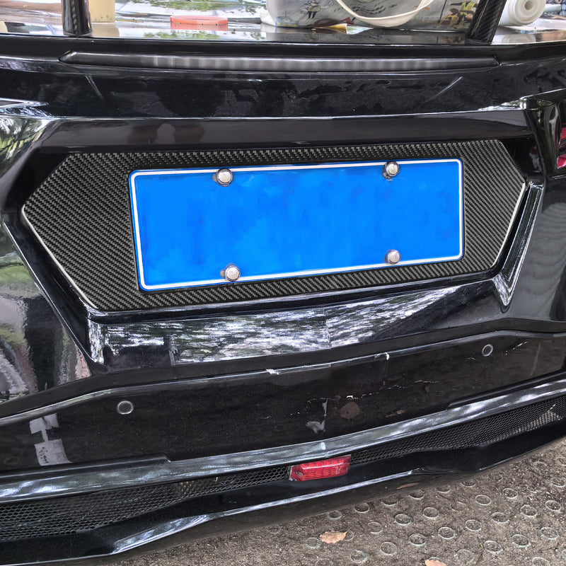 WXZOS Genuine Carbon Fiber Rear License Plate Trim for Chevrolet Corvette C8 2020-24