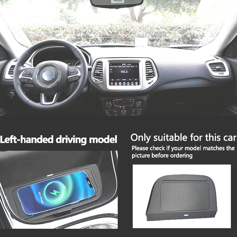 WXZOS Center Console Phone Wireless Fast Charging Pad for Jeep Compass 2016-2019