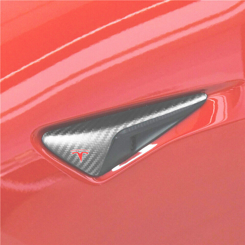 Genuine Carbon Fiber Side Fender Marker Camera Cover for Tesla Model 3 2018-2020