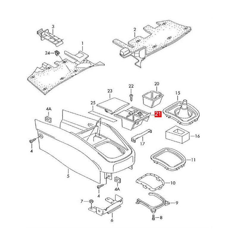 1J0857961G Front Console Ashtray Assembly for VW 1999-2004 Golf Jetta GTI MK4