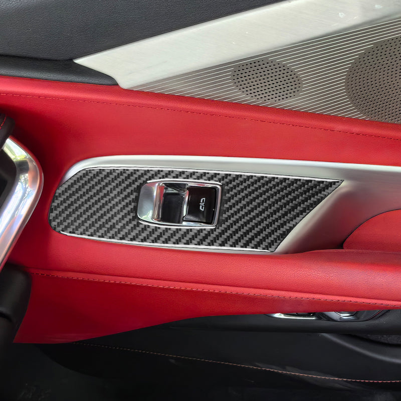 WXZOS Genuine Carbon Fiber Power Window Switch Trim for Chevrolet Corvette C8 2020-24