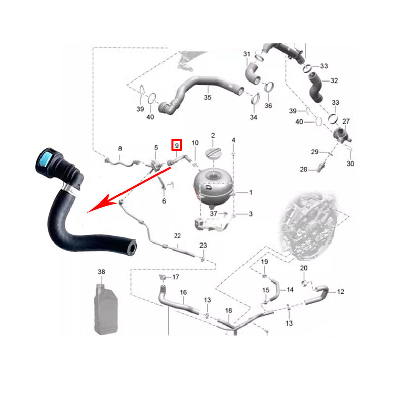 WXZOS 1PC 95B122447D Engine Coolant Reservoir Hose for Porsche Macan 3.0/3.6T 2014-18