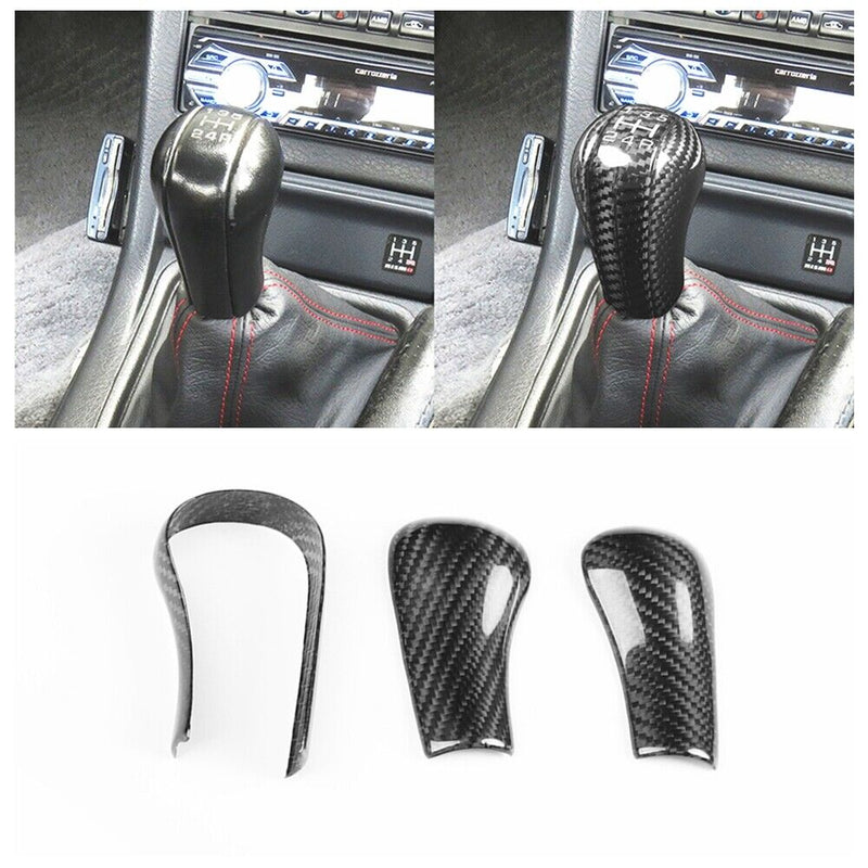 Genuine Carbon Fiber Gear Shift Knob Handle Cover Fit for Nissan GT-R 1989-2002