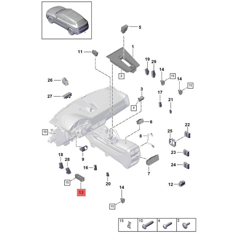Left Driver Master Power Window Switch 971959858C for Porsche Panamera 2017-2022