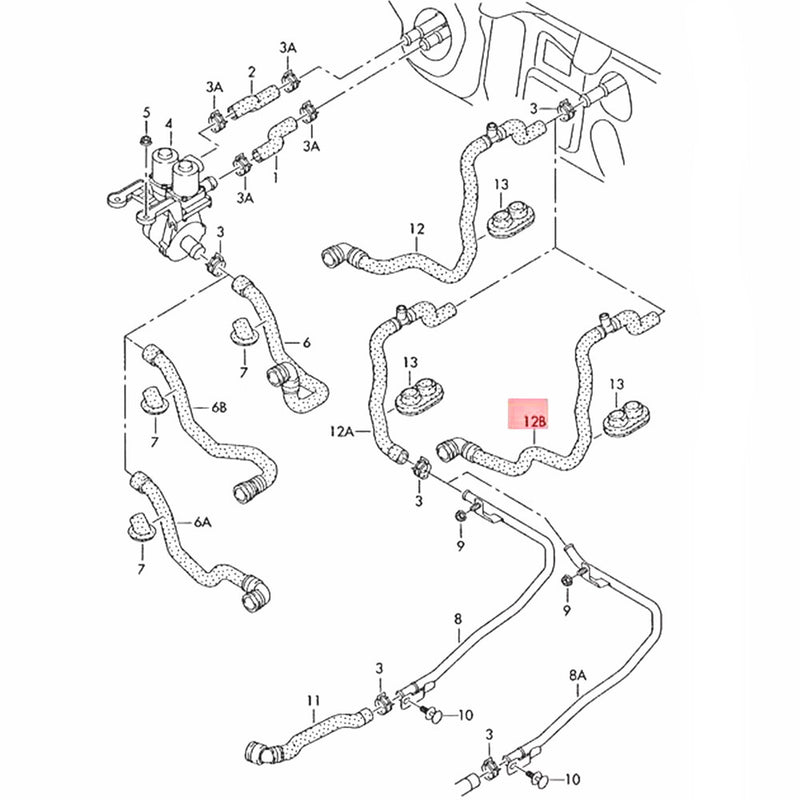 WXZOS 1PC Radiator Coolant Water Hose Pipe for Audi A6 C6 2.5/2.8/3.0/3.2/4.2T 2005-11