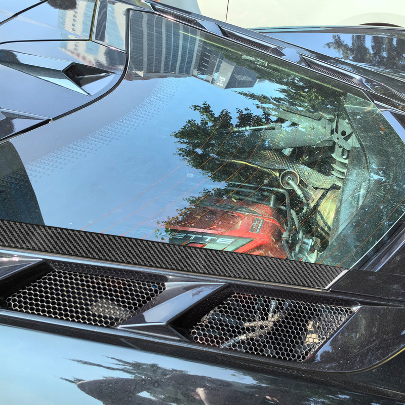 WXZOS Genuine Carbon Fiber Rear Windshield Trim for Chevrolet Corvette C8 2020-2024