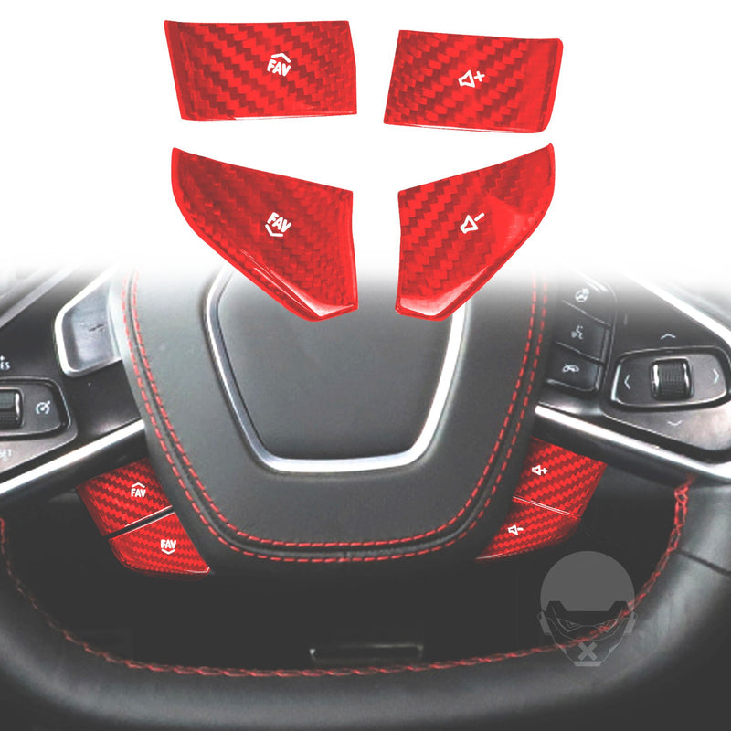 WXZOS Carbon Steering Wheel Drive Mode Button Trim for Chevrolet Corvette C8 2020-2024
