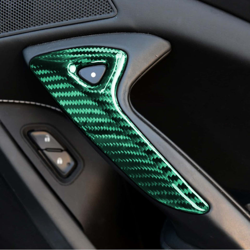 WXZOS 1PC Genuine Carbon Fiber Door Pull Handle Trim for Chevrolet Corvette C7 2014-19