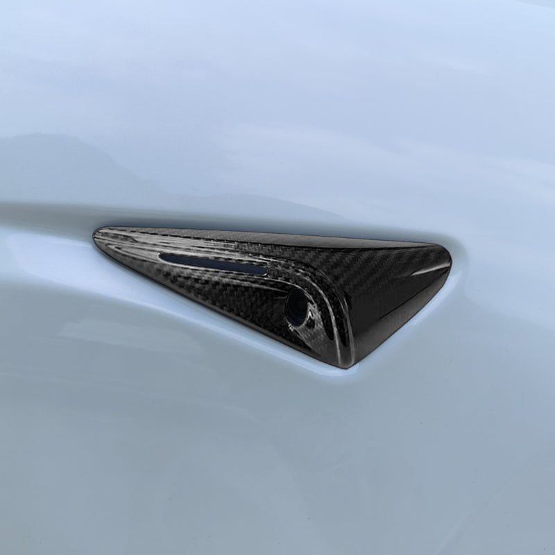 WXZOS Genuine Carbon Fiber Side Fender Camera Trim for Tesla Model 3/Y HW4.0 2023-2024