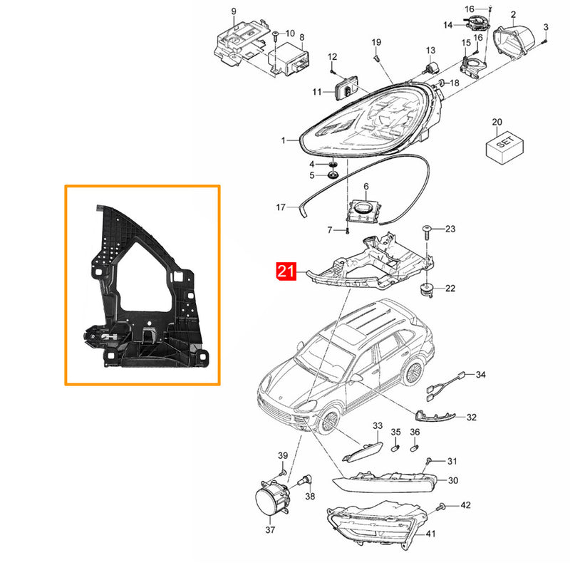 WXZOS 1PC Left Headlight Mounting Plate Bracket Main Beam for Porsche Cayenne 2015-17