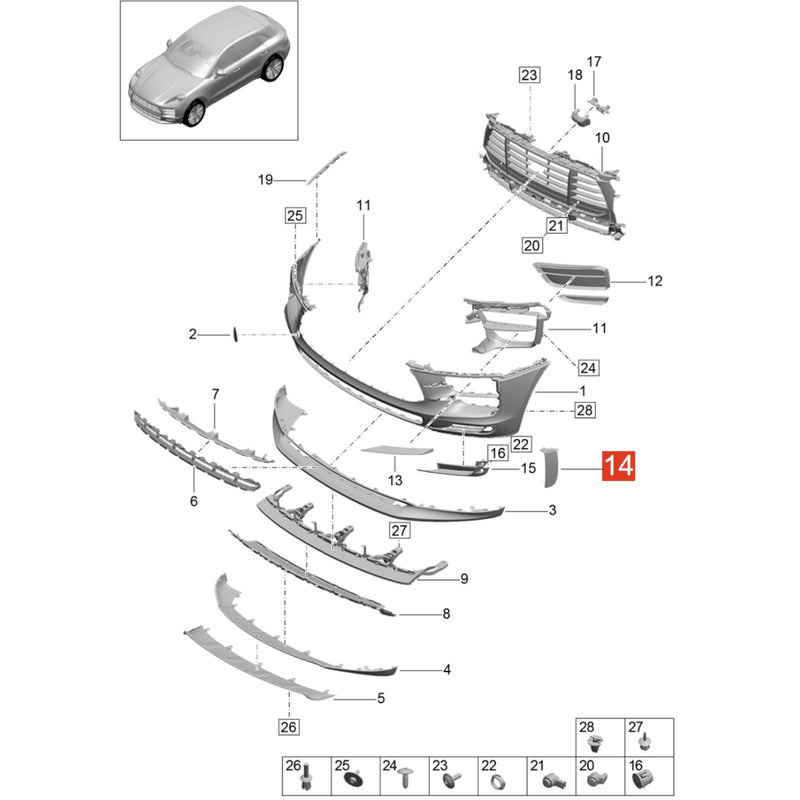 WXZOS Front Bumper Grille DRL Molding Trim for Porsche Macan (95B) 2018-2021