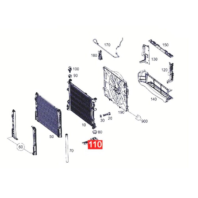 Support inférieur de radiateur droit pour Mercedes-Benz Classe B (W246) 2013-...