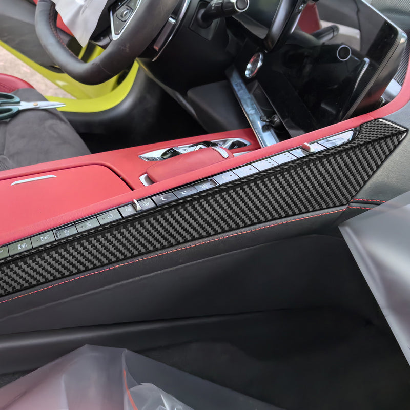 WXZOS Carbon Fiber Center Console Side Panel Trim for Chevrolet Corvette C8 2020-2024