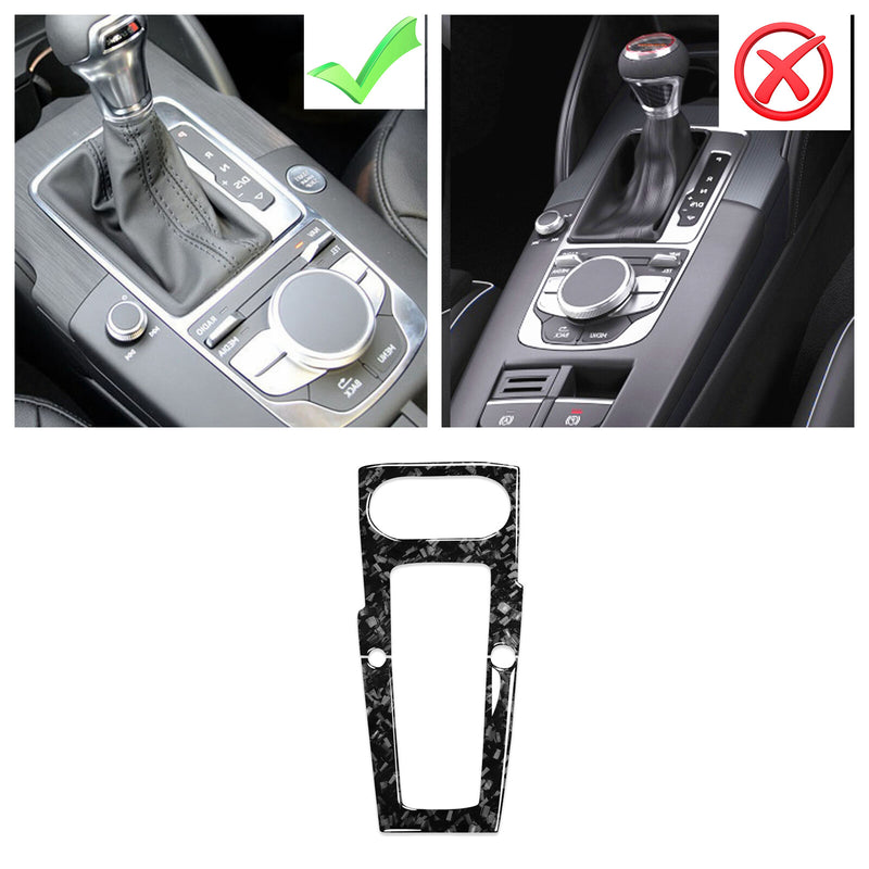 WXZOS Genuine Carbon Fiber Gear Shift Lever Panel Trim for Audi A3 S3 RS3 2014-2018
