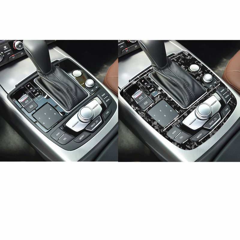 WXZOS Genuine Carbon Fiber Gear Shift Lever Panel Trim for Audi A6 C7 S6 RS6 2012-2018