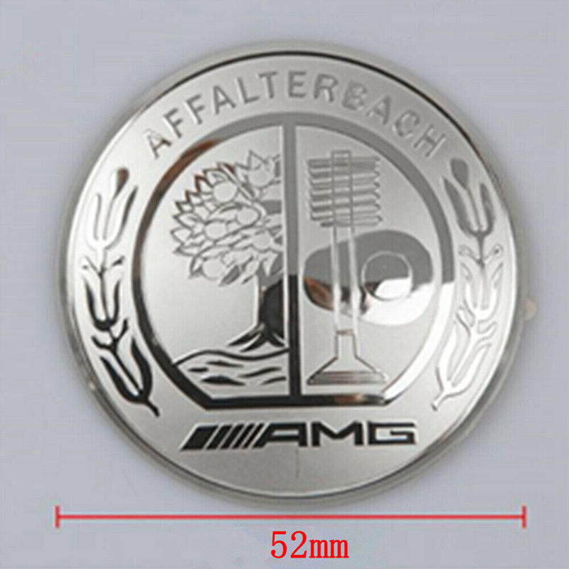Silver 52mm 3D Steering Wheel Logo Cover Trim Fit for Mercedes Benz AMG