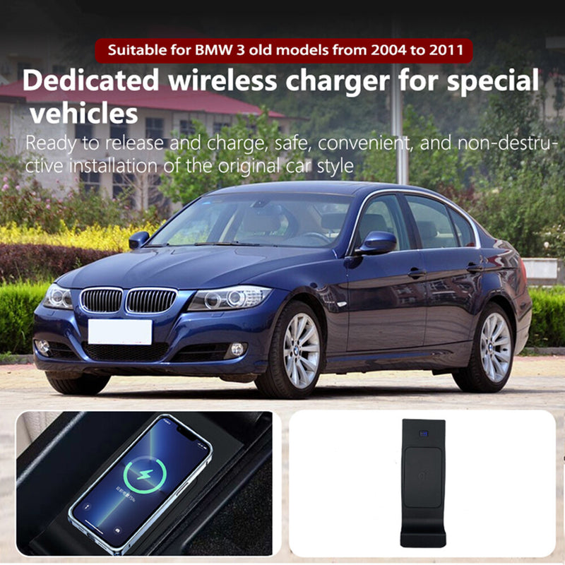 WXZOS Center Console Phone Wireless Fast Charging Pad for BMW E90 E92 E93 2005-2012