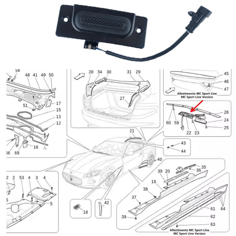WXZOS 1PC Rear Trunk Liftgate Lid Handle for Maserati GranCabrio 2010-2017