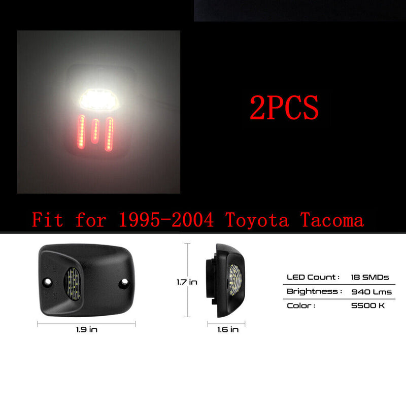 2Pcs LED License Plate Light With Red Lamp For Toyota Tacoma 1995-2004