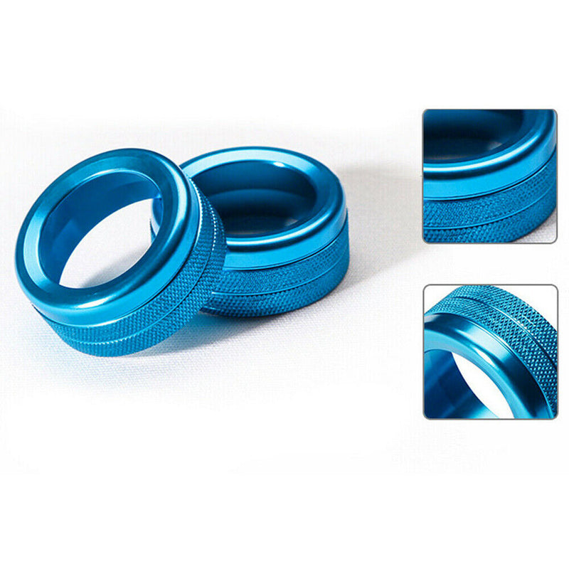 2pcs Blue Volume Radio Knob Covers For Porsche 911 Cayenne Macan 718
