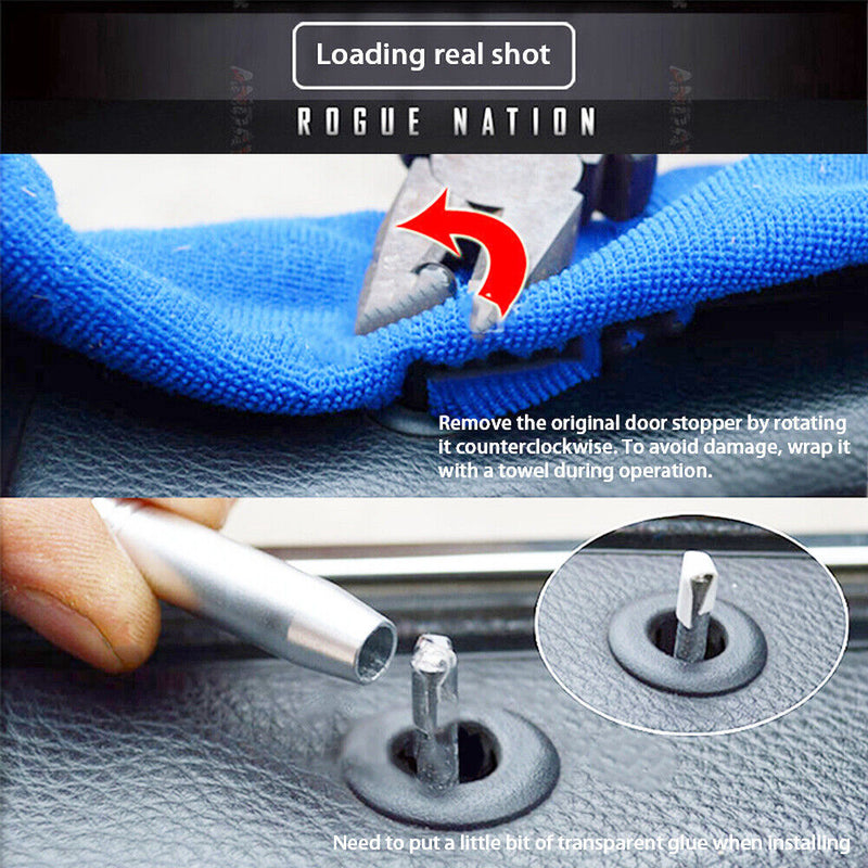 4Pcs Aluminum Alloy Silver Door Lock Knob Pins for BMW 5 Series 2002-2009 E60 4D