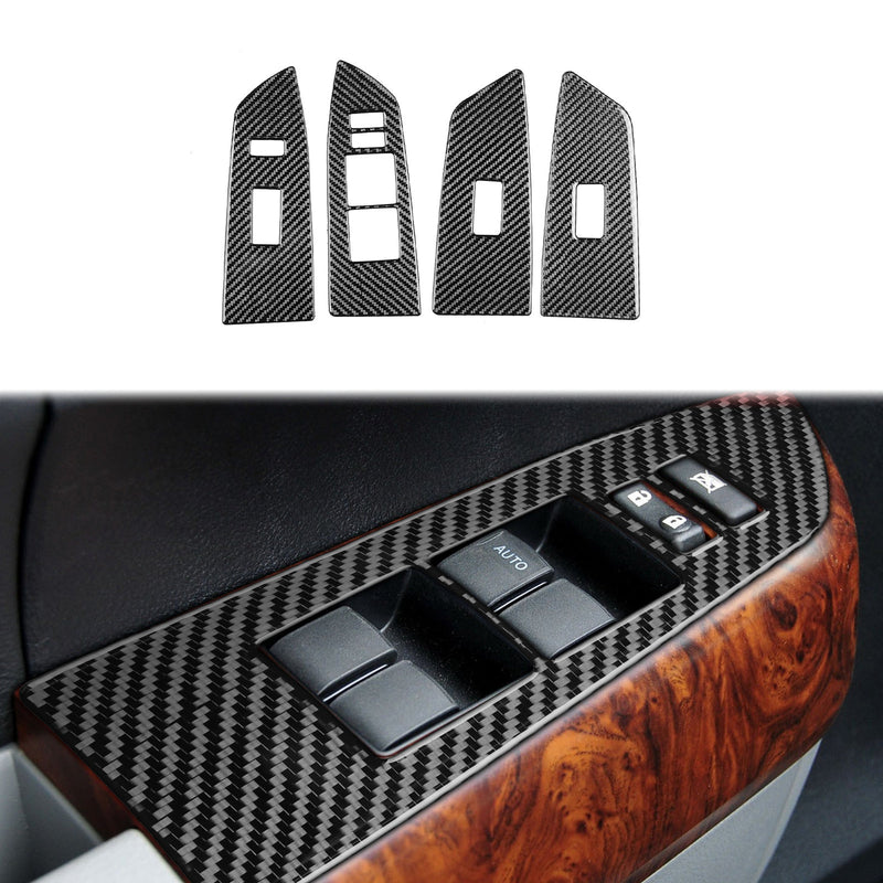 WXZOS Genuine Carbon Fiber Door Window Switch Panel Trim for Toyota Tundra 2007-2013