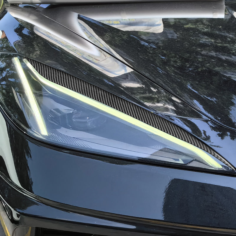 WXZOS Genuine Carbon Fiber Headlight Eyebrow Trim for Chevrolet Corvette C8 2020-2024