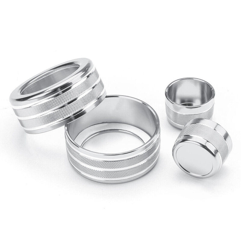 4 Pcs Silver AC Climate Control Radio Volume Knob Ring Covers For BMW E90 E91