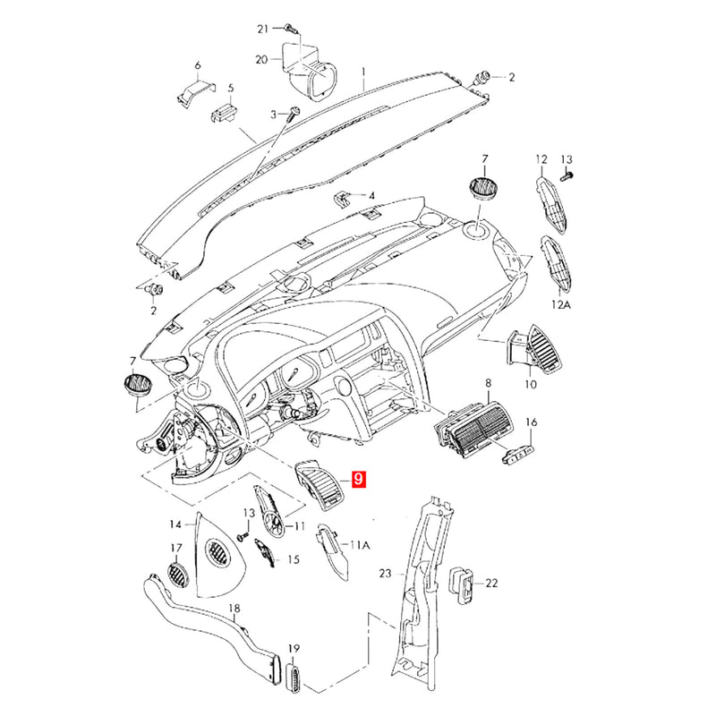 WXZOS Front Dashboard Air Vent Panel Frame Replacement for Audi Q7 4L 2007-2015
