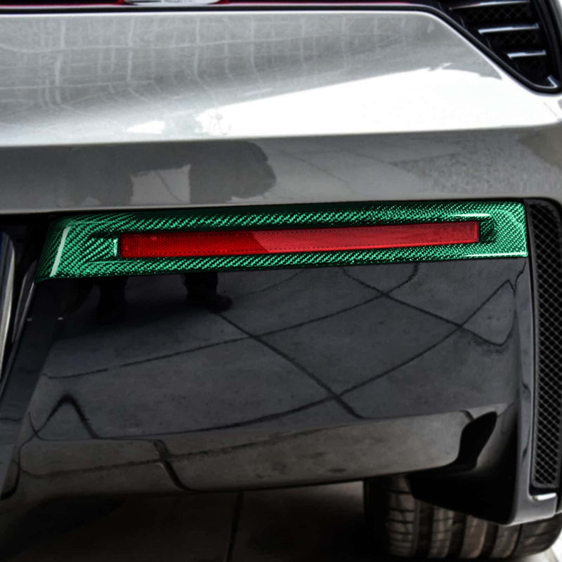 WXZOS 1SET Carbon Fiber Rear Bumper Light Trim for Chevrolet Corvette C7 2014-2019