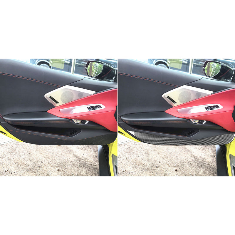 WXZOS Genuine Carbon Fiber Door Sill Protector Trim for Chevrolet Corvette C8 2020-24