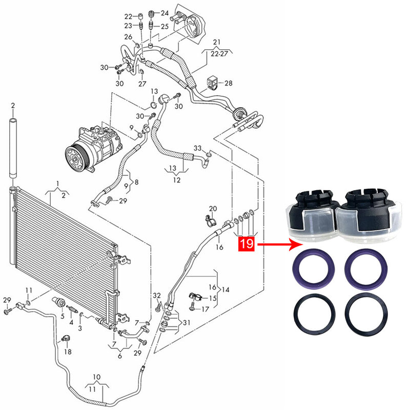 WXZOS 1SET A/C Quick Release Coupling Repair Set for Audi A8 S8 quattro 2010-2017