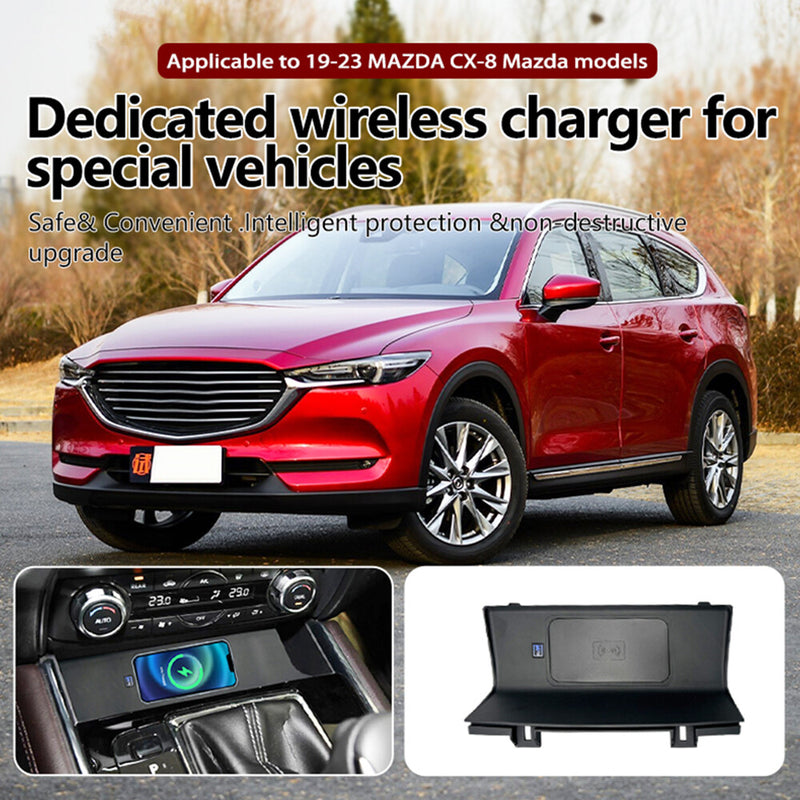 WXZOS Front Center Console Wireless Fast Charging Pad for Mazda CX-8 2019-2023