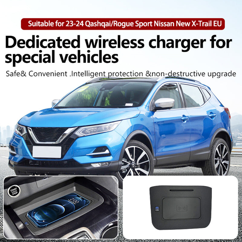 WXZOS Center Console Wireless Fast Charging Pad for Nissan Qashqai 2023-2024