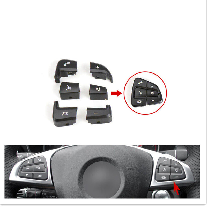 Black Steering Wheel Switch Button Cover Repair Kit for Benz 2014-2018 W205 C'