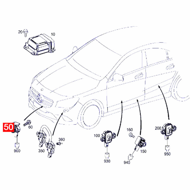 WXZOS SRS Front Bumper Impact Crash Sensor for Mercedes-Benz A-class (W176) 2013-2018