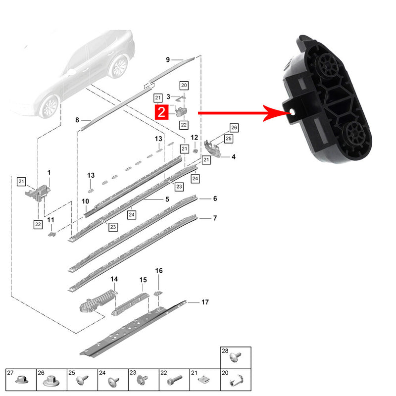 WXZOS Rear Left Lower Support Bracket Jacking Pad Point for Porsche Cayenne 2018-2023