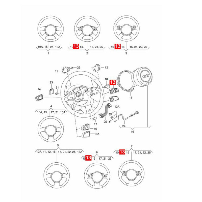 4E0951527AE Steering Wheel Voice Volume Control Right Switch for Audi 2010-12 A3