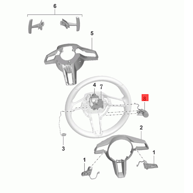 WXZOS Steering Wheel Sc Control Switch Red Button for Porsche 911 (992) 2020-2025