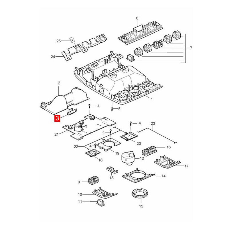 Vente Bouton d'étagère console de toit 95555231801 pour Porsche Cayenne 955 9...