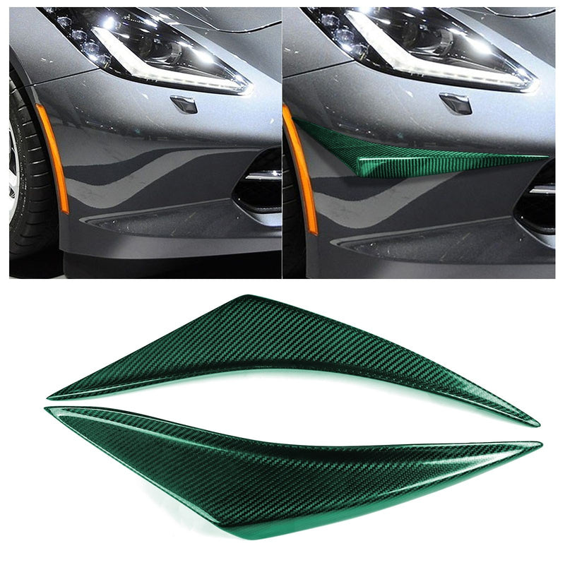 WXZOS 1SET Carbon Fiber Front Bumper Canards Trim for Chevrolet Corvette C7 2014-19