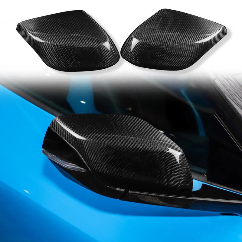 WXZOS Dry Carbon Fiber Side View Wing Mirrors Trim for Chevrolet Corvette C8 2020-2025
