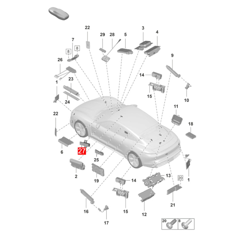 WXZOS 4M0907247 Passive Keyless Entry Antenna for Porsche Panamera (971/972) 2017-2025