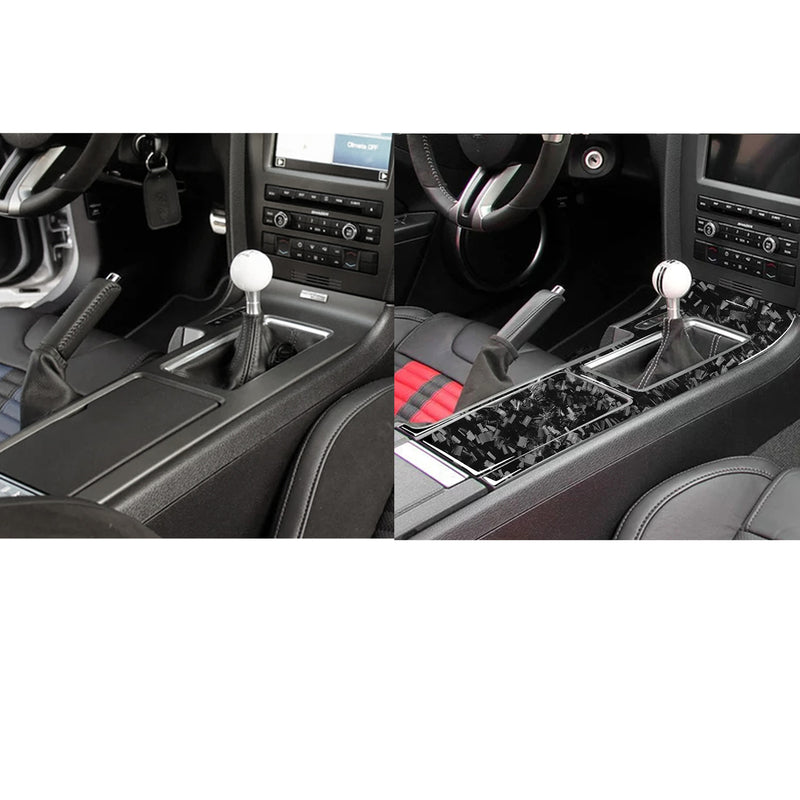 WXZOS Genuine Carbon Fiber Center Console Panel Trim for Ford Mustang 2009-2013