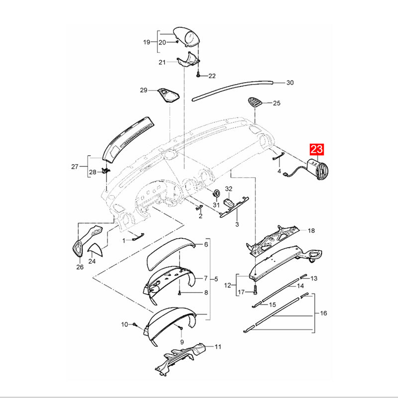 WXZOS Front Dashboard Air Vent Frame Replacement for Porsche Boxster (987) 2005-2012