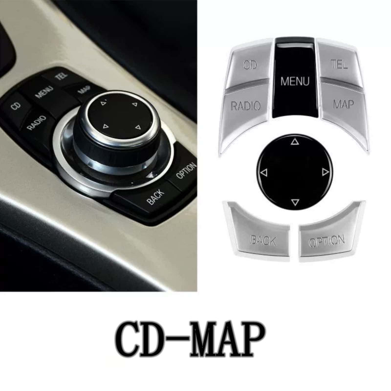 WXZOS Chrome IDrive Multi-Media Switch Button Cover for BMW 5Series E60 E61 2009-2010