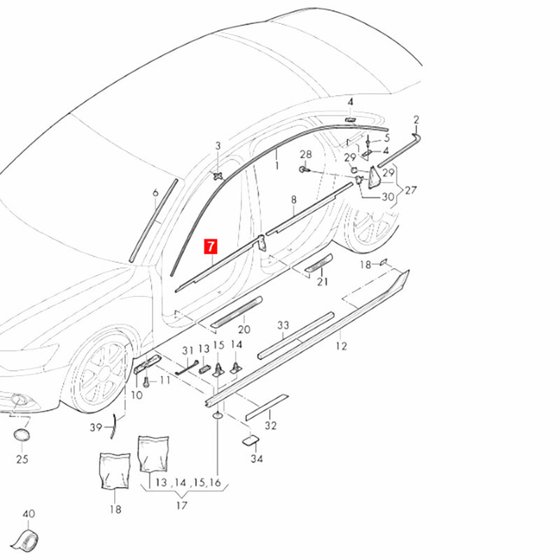 WXZOS Front Right Door Window Glass External Seal Strip for Audi A6 Allroad 2012-2018