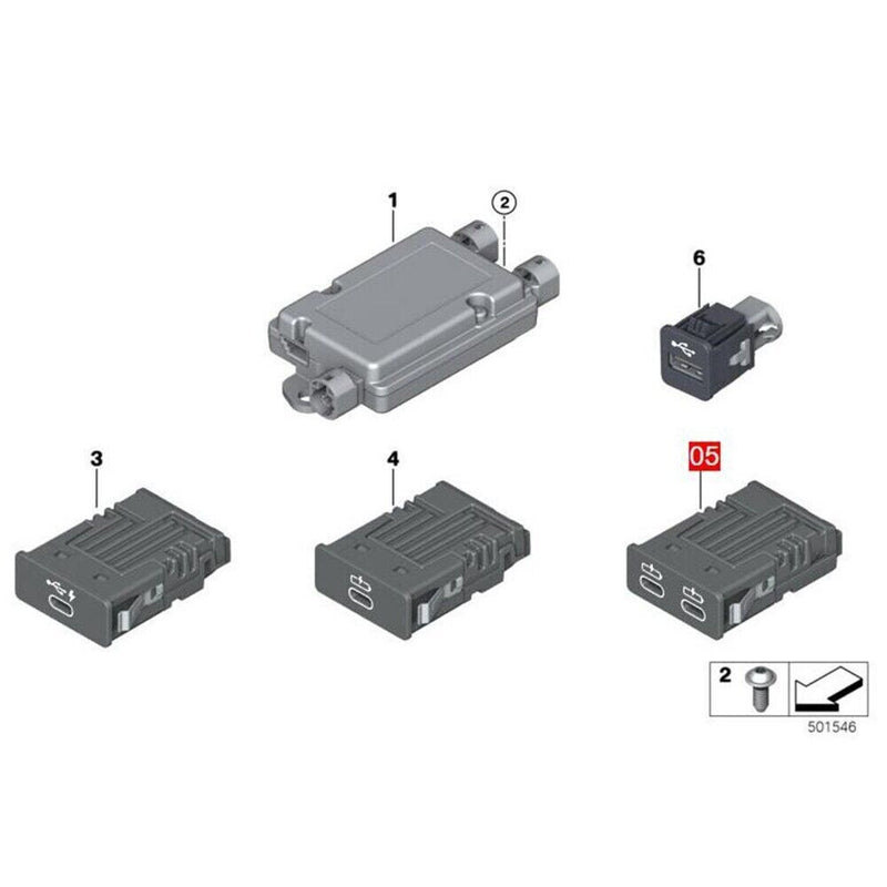 Central Console Rear TYPE-C Socket Dual Port for BMW X3 (G01) X4 (G02) 2019-2022
