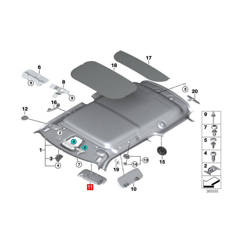 Black Front Sun Visor Sunshade Make-up Mirror for MINI Cooper F55 F56 2015-2021