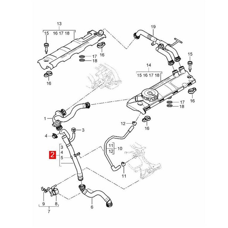 Engine Crankcase Vent Pipe Line for Porsche Cayenne 4.8 L 2007-2010